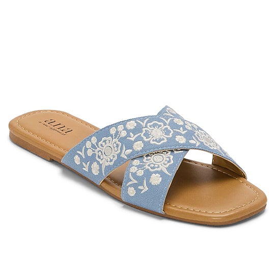 A.N.A Womens Embroidery Slide Sandals