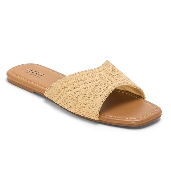 A.N.A Womens Straw Slide Sandals