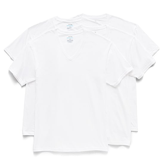 Stafford Dry + Cool Mens 4 Pack Short Sleeve V Neck MOISTURE_WICKING T-Shirt