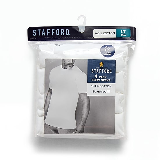 Stafford Super Soft Cotton Mens 4 Pack Short Sleeve Crew Neck T-Shirt