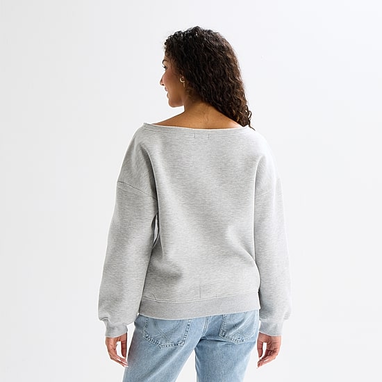 Forever 21 Womens Plus Boat Neck Long Sleeve Sweatshirt