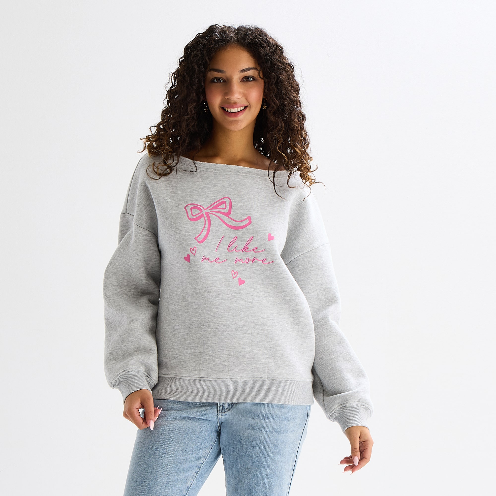 Forever 21 Womens Plus Boat Neck Long Sleeve Sweatshirt