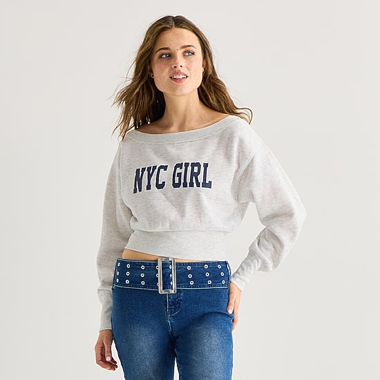Forever 21 Juniors Womens Boat Neck Long Sleeve Pullover Sweater