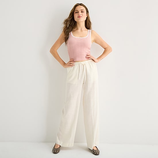 Arizona Womens Juniors Straight Low Rise Drawstring Pant