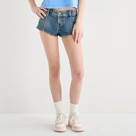 Arizona Womens 2 1/2" Low Rise Juniors Micro Denim Short