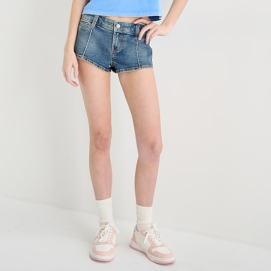 Arizona Womens 2 1/2" Low Rise Juniors Micro Denim Short