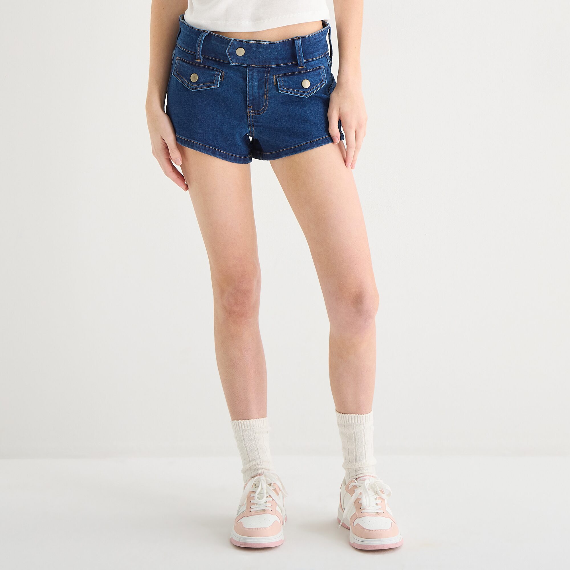 Arizona Womens 2 1/2" Low Rise Juniors Micro Denim Short