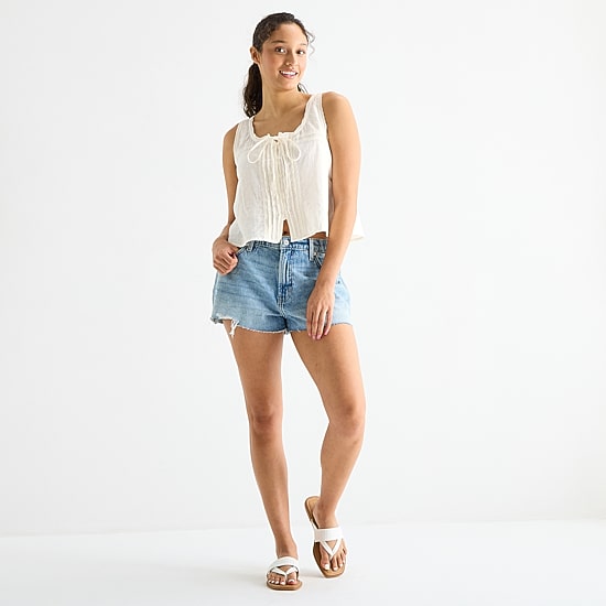 Arizona Womens 2" Low Rise Juniors Denim Short