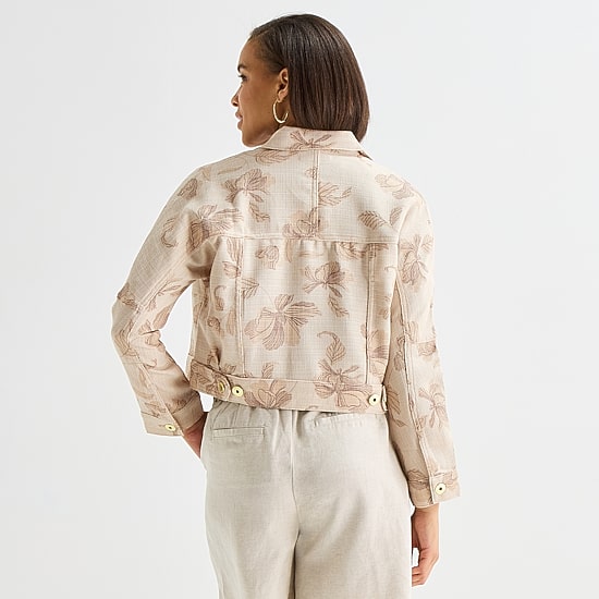Liz Claiborne Floral Womens Lightweight Cropped Jacket