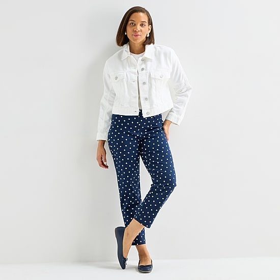 Liz Claiborne Denim Cropped Womens Denim Lightweight Cropped Jacket