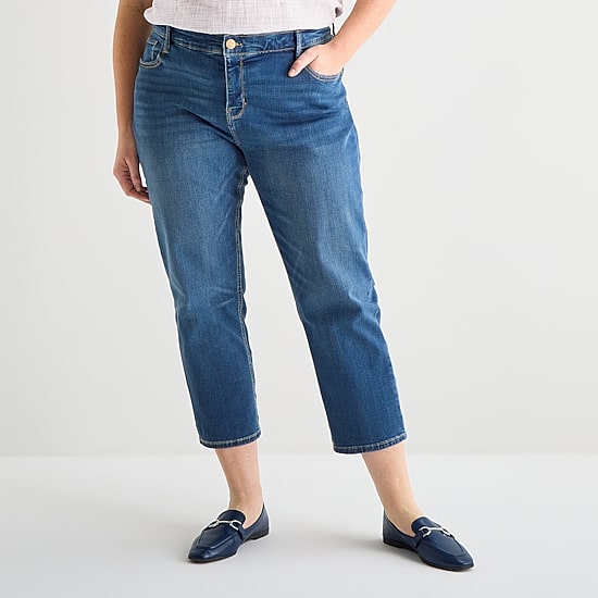 Liz Claiborne Womens - Plus High Rise Cropped Jean