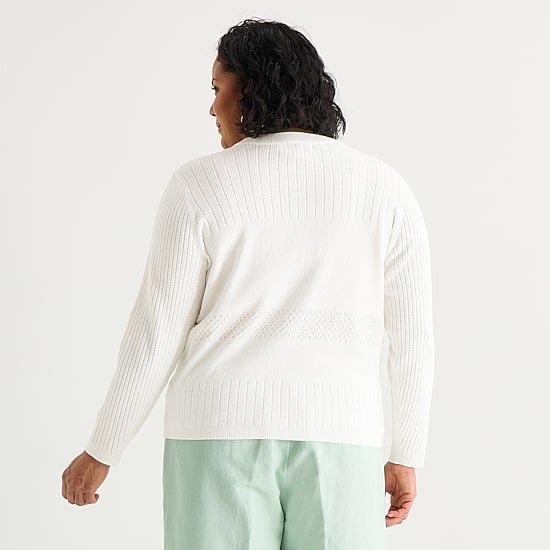 Liz Claiborne Womens V Neck Long Sleeve Button Plus Cardigan