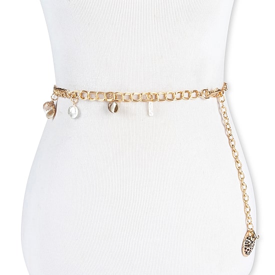JS Jessica Simpson Shell Charm Chain Womens Belt