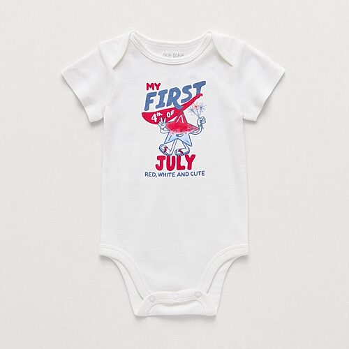 Okie Dokie Baby Unisex Round Neck Short Sleeve Rib Bodysuit, 24 Months, White