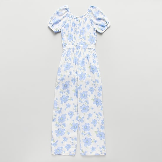 Thereabouts Little & Big Kid Girls Round Neck Short Sleeve Jumpsuit