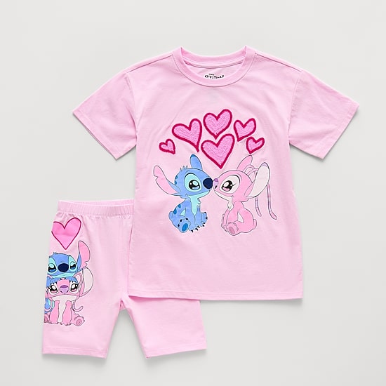 Disney Collection Little & Big Kid Girls Lilo & Stitch Jersey 2-pc. Short Set