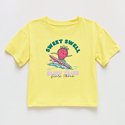 Xersion Little & Big Kid Girls Crew Neck Short Sleeve Relaxed Fit Graphic T-shirt In Yellow