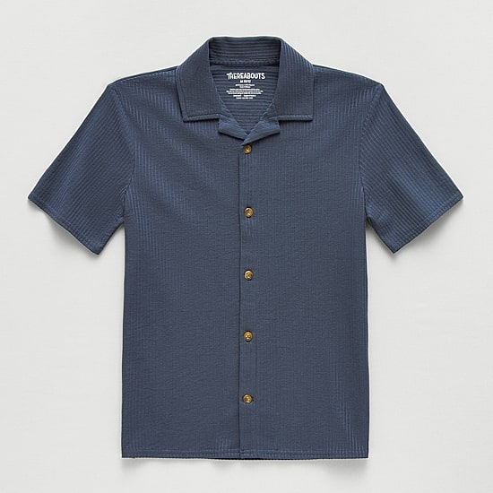 Thereabouts Little & Big Kid Boys Short Sleeve Fitted Regular Fit Button-Down Shirt