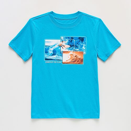 Xersion Little & Big Kid Boys Crew Neck Short Sleeve Regular Fit Graphic T-Shirt, L (14-16) Husky, Blue