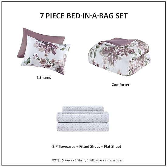 Madison Park Essentials Leena Floral Complete Bedding Set with Sheets