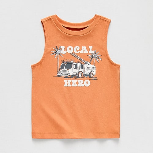 Okie Dokie Toddler & Little Boys Round Neck Sleeveless Tank Top, 3t, Orange