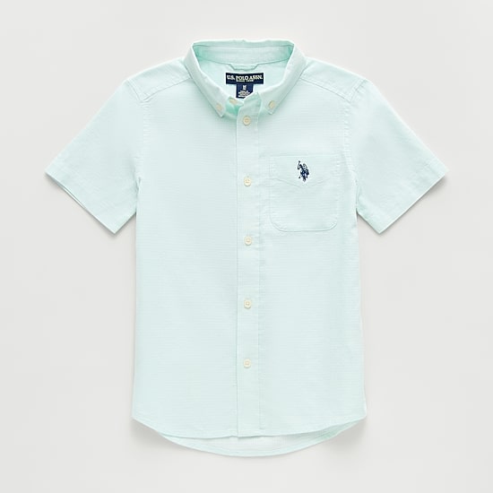 U.S. Polo Assn. Little & Big Kid Boys Short Sleeve Regular Fit Embroidered Button-Down Shirt