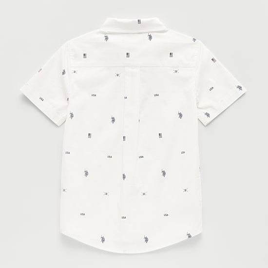 U.S. Polo Assn. Little & Big Kid Boys Short Sleeve Regular Fit Stretch Fabric Embroidered Button-Down Shirt