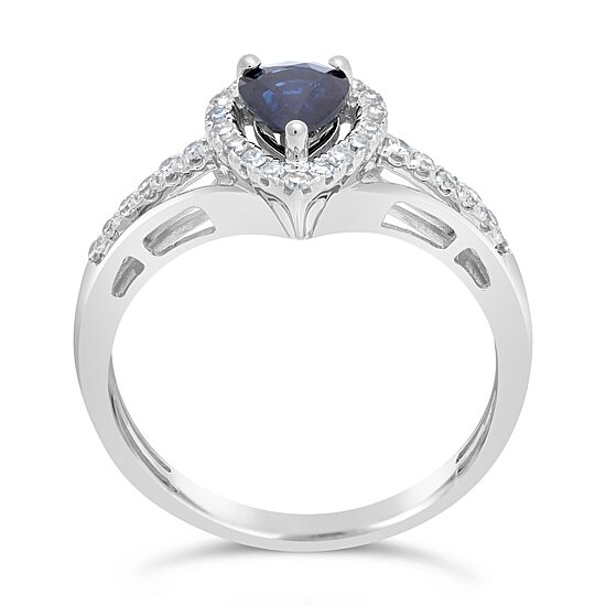 Womens 1/5 CT. Genuine Blue Sapphire 10K Gold Pear Cocktail Ring