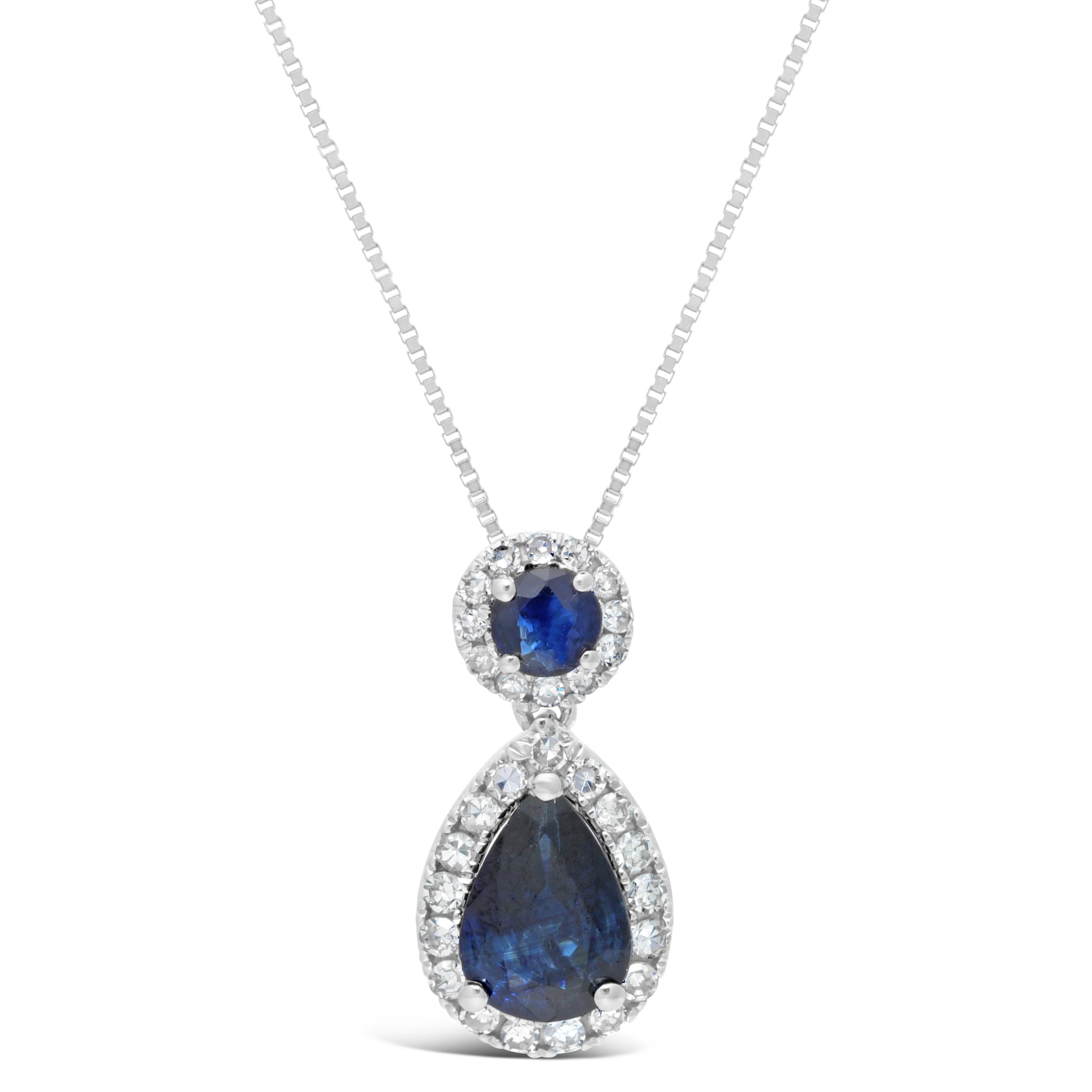 Womens 1/6 CT. T.W. Genuine Blue Sapphire 10K Gold Pear 18 Inch Pendant Necklace