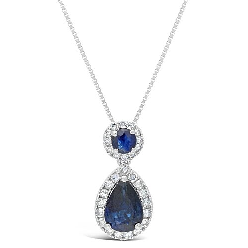 Womens 1/6 CT. T.W. Genuine Blue Sapphire 10K Gold Pear 18 Inch Pendant Necklace, One Size