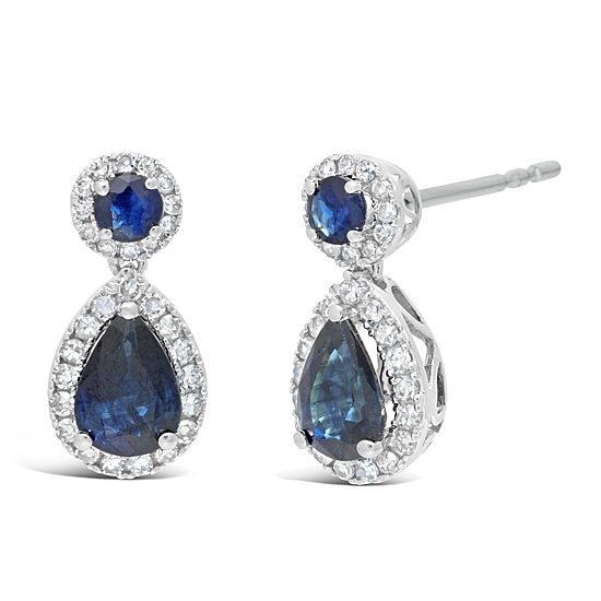 Womens 1/4 CT. T.W. Genuine Blue Sapphire 10K Gold Pear Drop Earrings