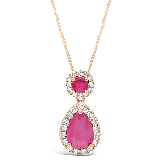 Womens 1/6 CT. T.W. Lead Glass-Filled Red Ruby 10K Gold Pear 18 Inch Pendant Necklace