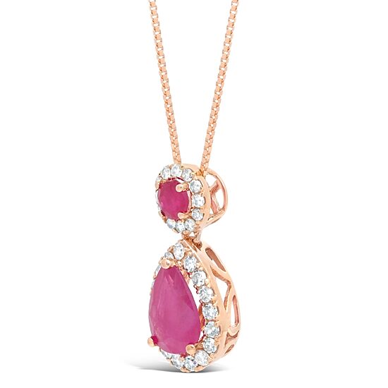 Womens 1/6 CT. T.W. Lead Glass-Filled Red Ruby 10K Gold Pear 18 Inch Pendant Necklace