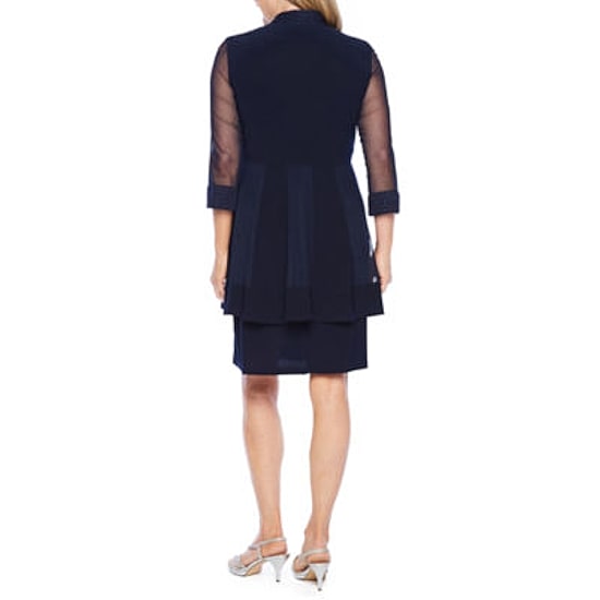 R & M Richards 3/4 Sleeve Jacket Dress with Removable Necklace