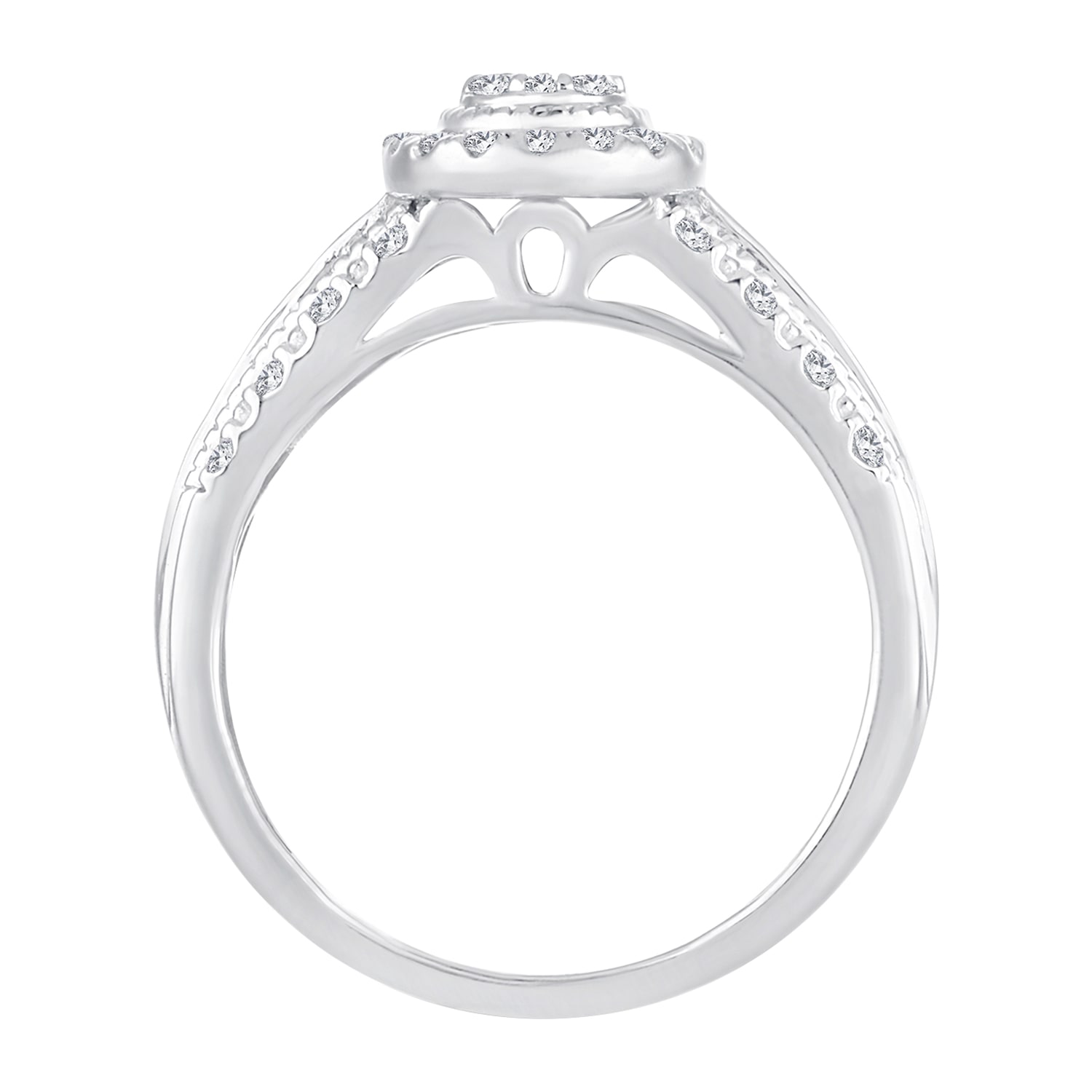 Womens 1/2 CT.T.W. Natural Diamond 10K or 14K White Gold Pear Side Stone Halo Engagement Ring