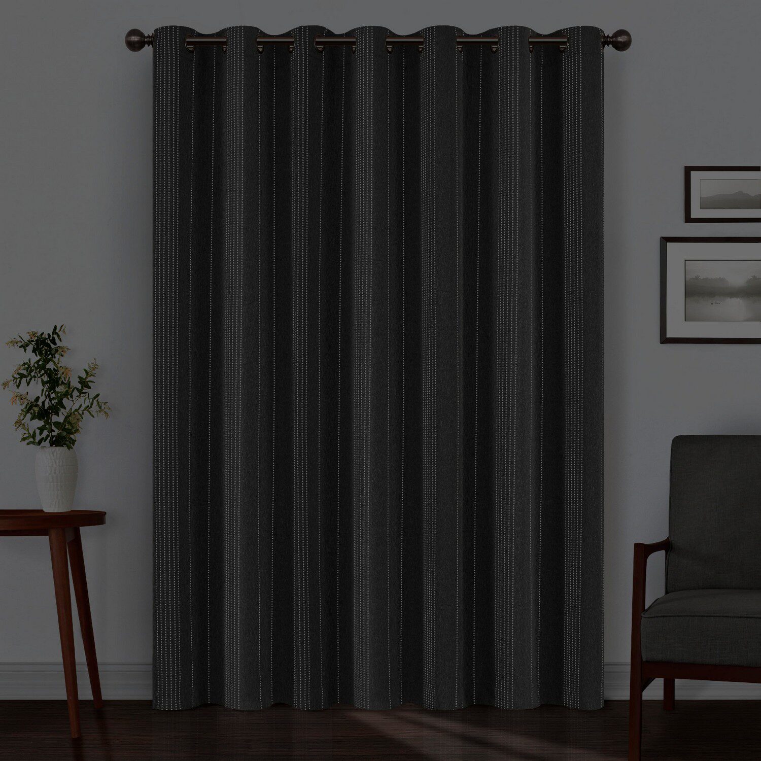 Eclipse Ronneby Stripe Grommet Top Blackout Single Curtain Panel