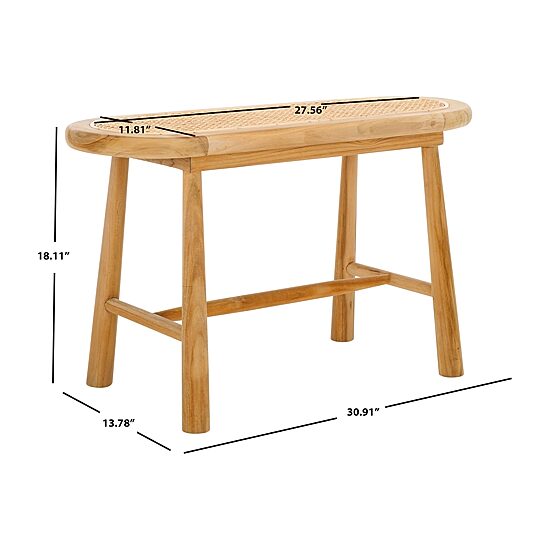 Anikka Wooden Rattan Bench