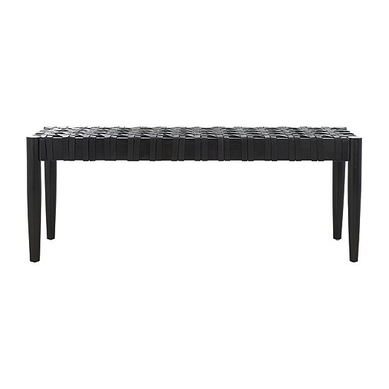 Walda Leather Wood Bench