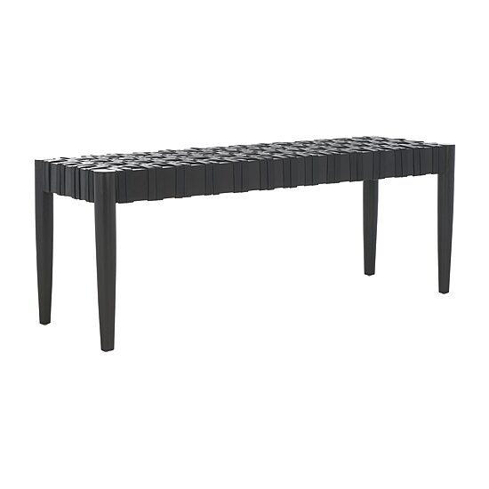 Walda Leather Wood Bench