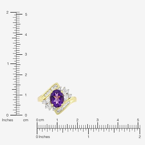 Womens Genuine Purple Amethyst 14K Gold Over Silver Oval Bypass  Cocktail Ring