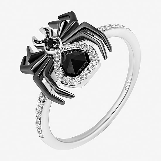 Disney Jewels Collection Nightmare Before Christmas Womens 1/10 CT. T.W. Genuine Black Onyx Sterling Silver Nightmare Before Christmas Side Stone Cocktail Ring