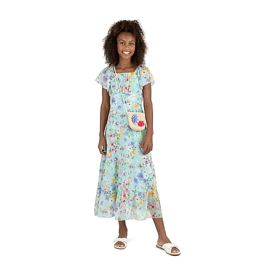 Speechless Big Kid Girls Flutter Short Sleeve Floral Maxi Dress