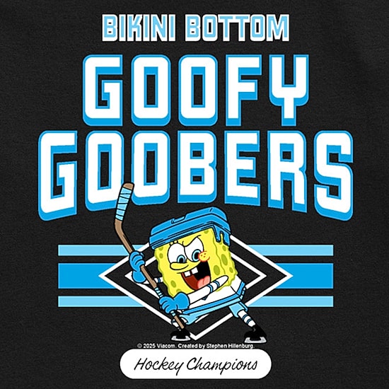 Hockey Champions Goofy Goobers Little & Big Kid Boys Crew Neck Short Sleeve Regular Fit Spongebob Graphic T-Shirt