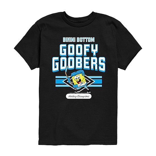 Hockey Champions Goofy Goobers Little & Big Kid Boys Crew Neck Short Sleeve Regular Fit Spongebob Graphic T-Shirt