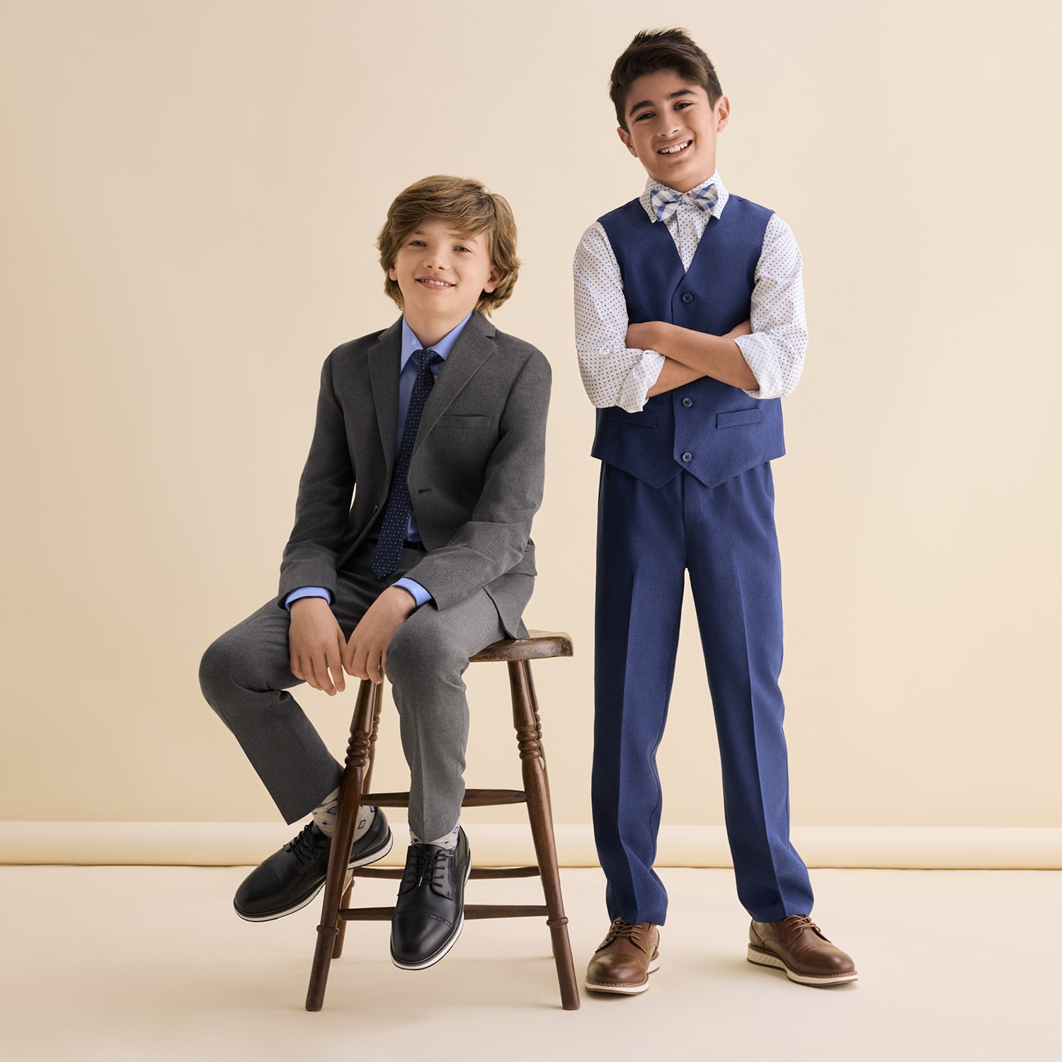 Stafford Little & Big Kid Boys Point Collar Long Sleeve Dress Shirt