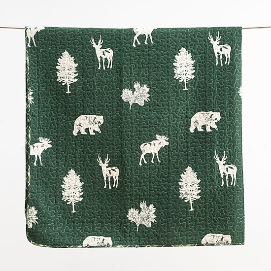 Linery Deers Trees Reversible Quilt Set