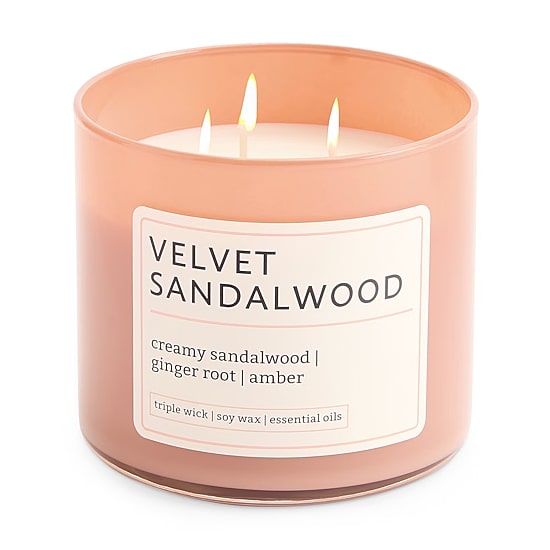 Distant Lands 14oz Velvet Sandalwood 3-Wick Scented Jar Candle