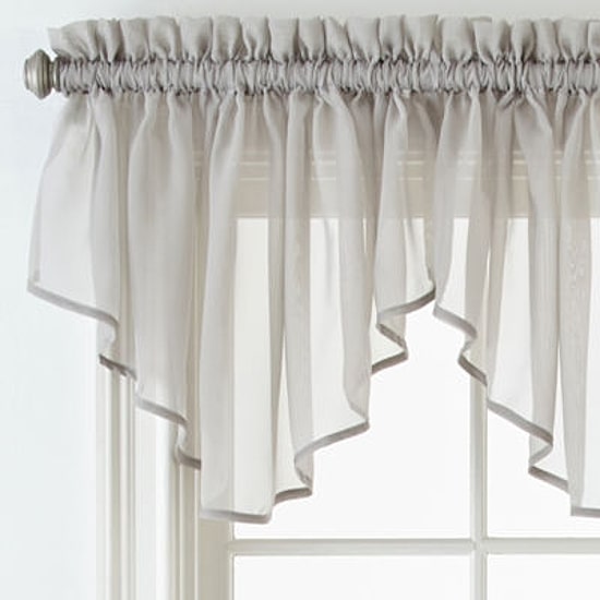 Home Expressions Lisette Rod-Pocket Sheer Ascot Valance
