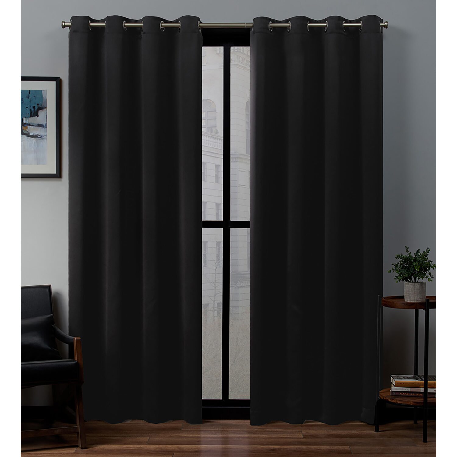 Exclusive Home Curtains Sateen Grommet Top Blackout Set of 2 Curtain Panel