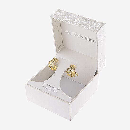 Sparkle Allure Womens Crystal 24K Gold Over Brass 18.8mm Hoop Earrings